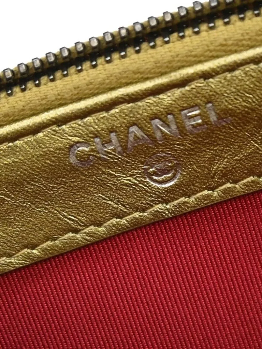 Chanel Gold Lambskin Double Zip Chain WOC Shoulder Bag